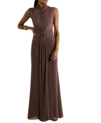 REISS - Women's Sheer Ruched Maxi Dress