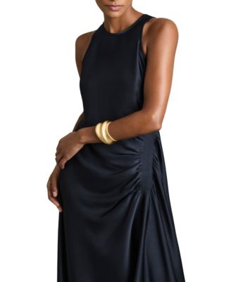 Women's Satin Shirred Midi Dress