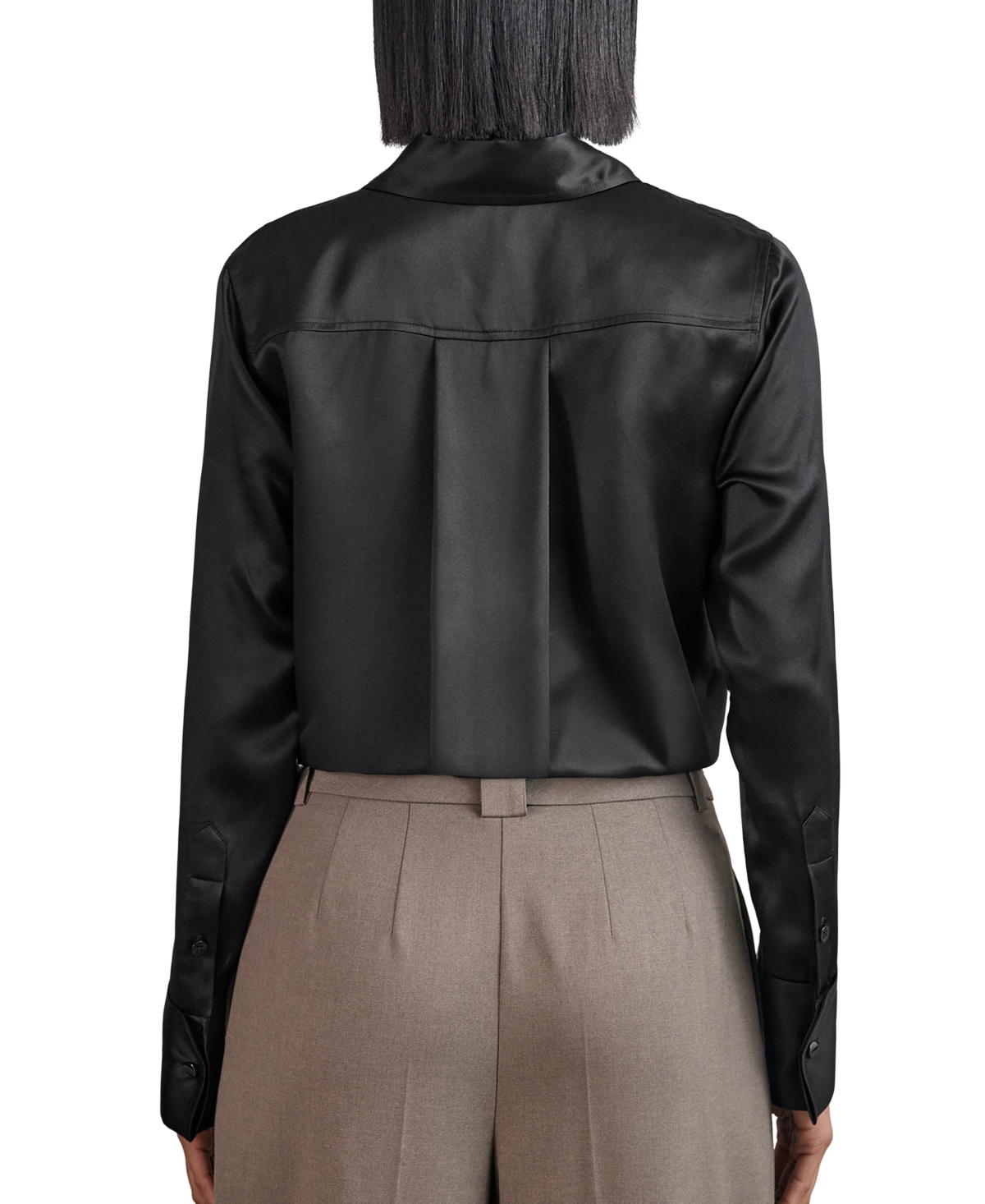 Reiss Women's Silk-Satin Concealed-Placket Shirt