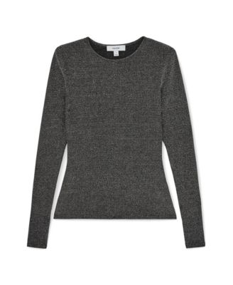 REISS - Women's Metallic-Knit Long-Sleeve Top