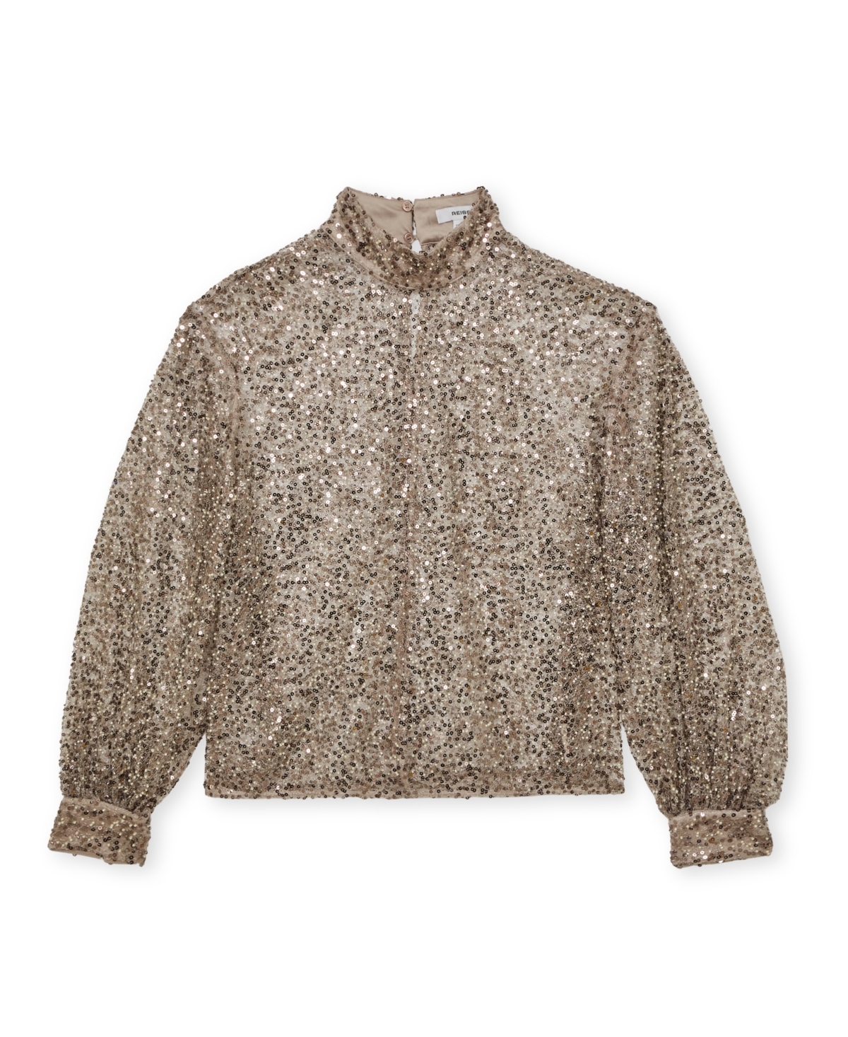 Reiss Women's High-neck Embellished Top In Silver