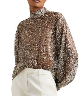 Women's High-Neck Embellished Top