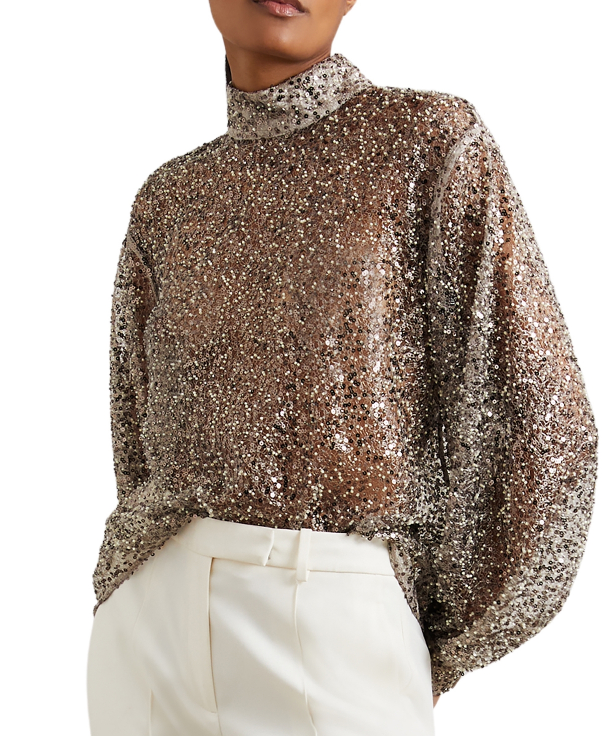 Reiss Women's High-Neck Embellished Top