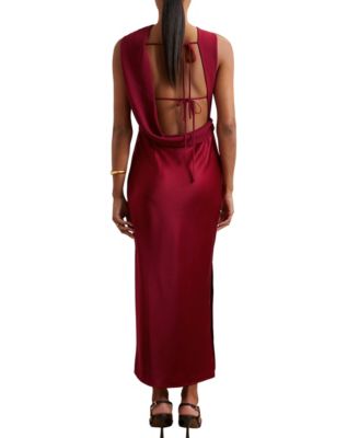 Women's Satin Draped Open-Back Dress
