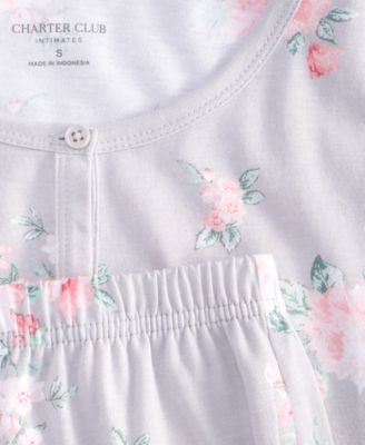 Women's 2-Pc. Cotton Printed Cropped Pajamas Set