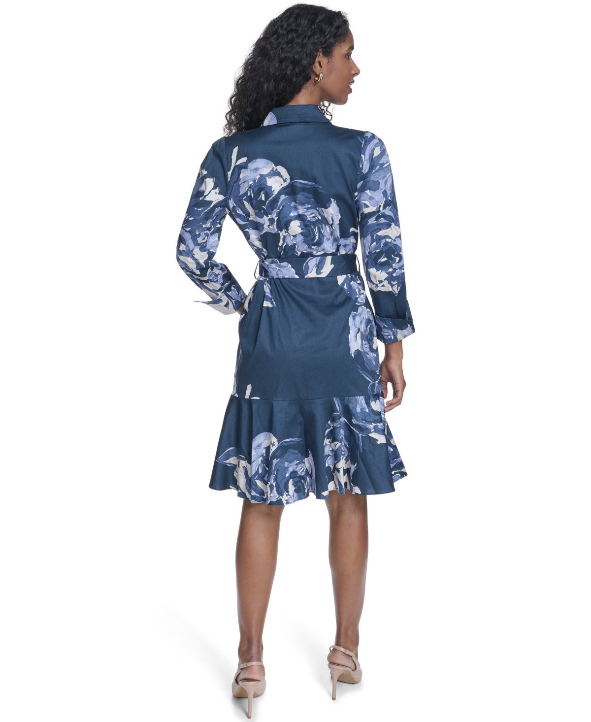Calvin Klein Petite Printed Long-Sleeve Shirtdress