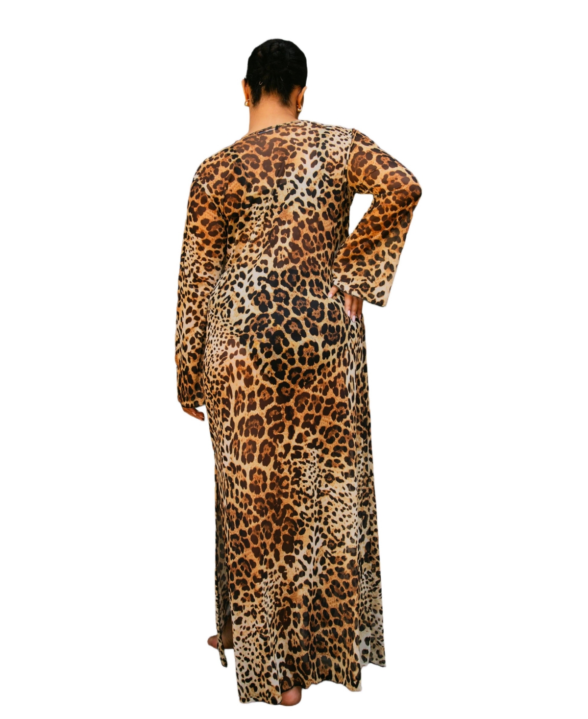 Fashion-szn Curve Women's Leopard Print Ring Detail Kaftan
