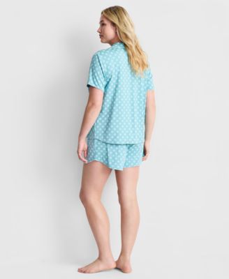 Women's Fluid Knit Notched-Collar Pajama Set  XS-3X