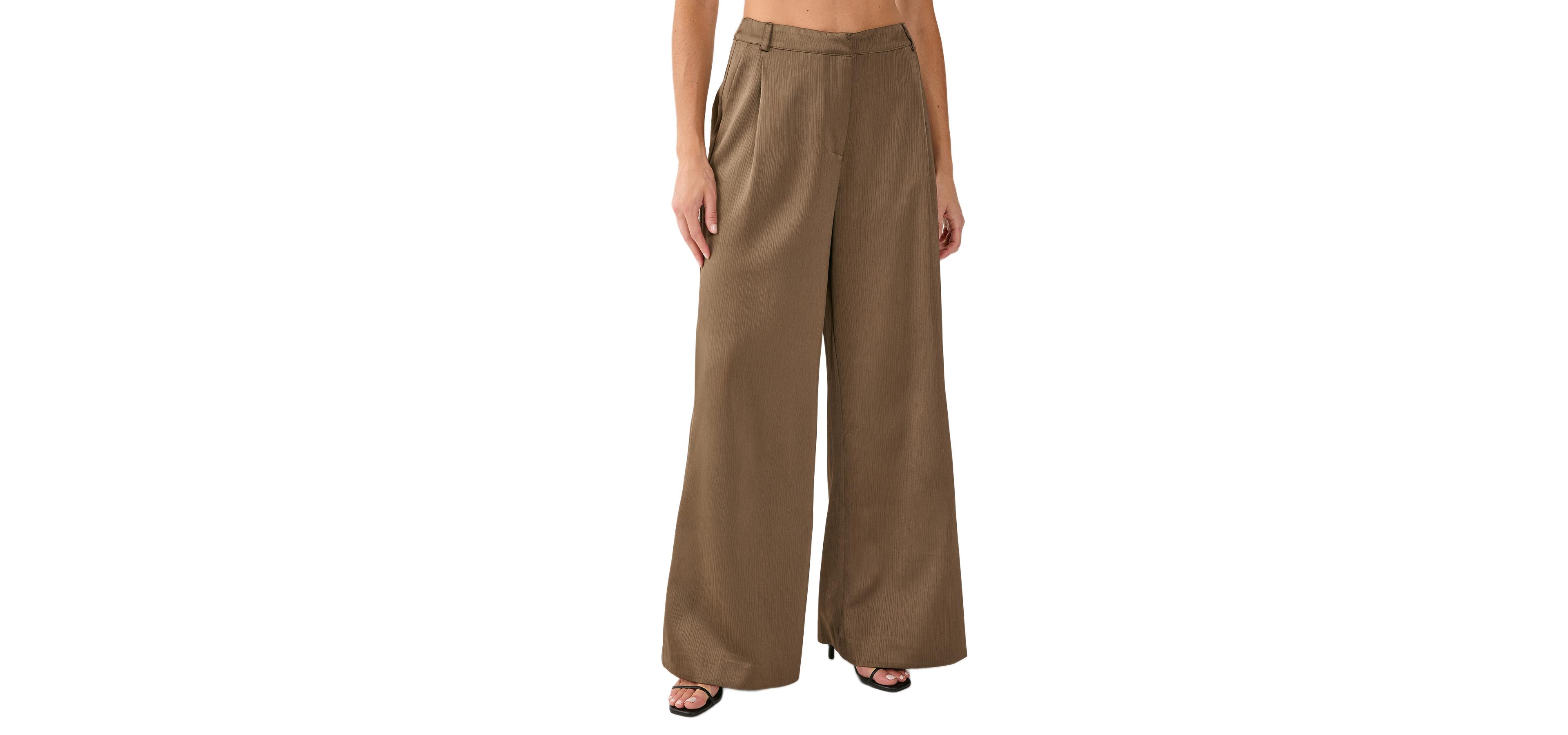 Nasty Gal Women's Satin Pleated Tailored Pants