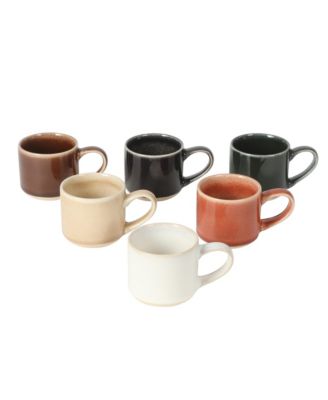 Espresso Whims 6 Piece 4 OZ Reactive Glaze Espresso Cup Set