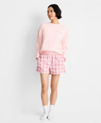 Women's Rest Plaid Poplin Pajama Boxer Shorts