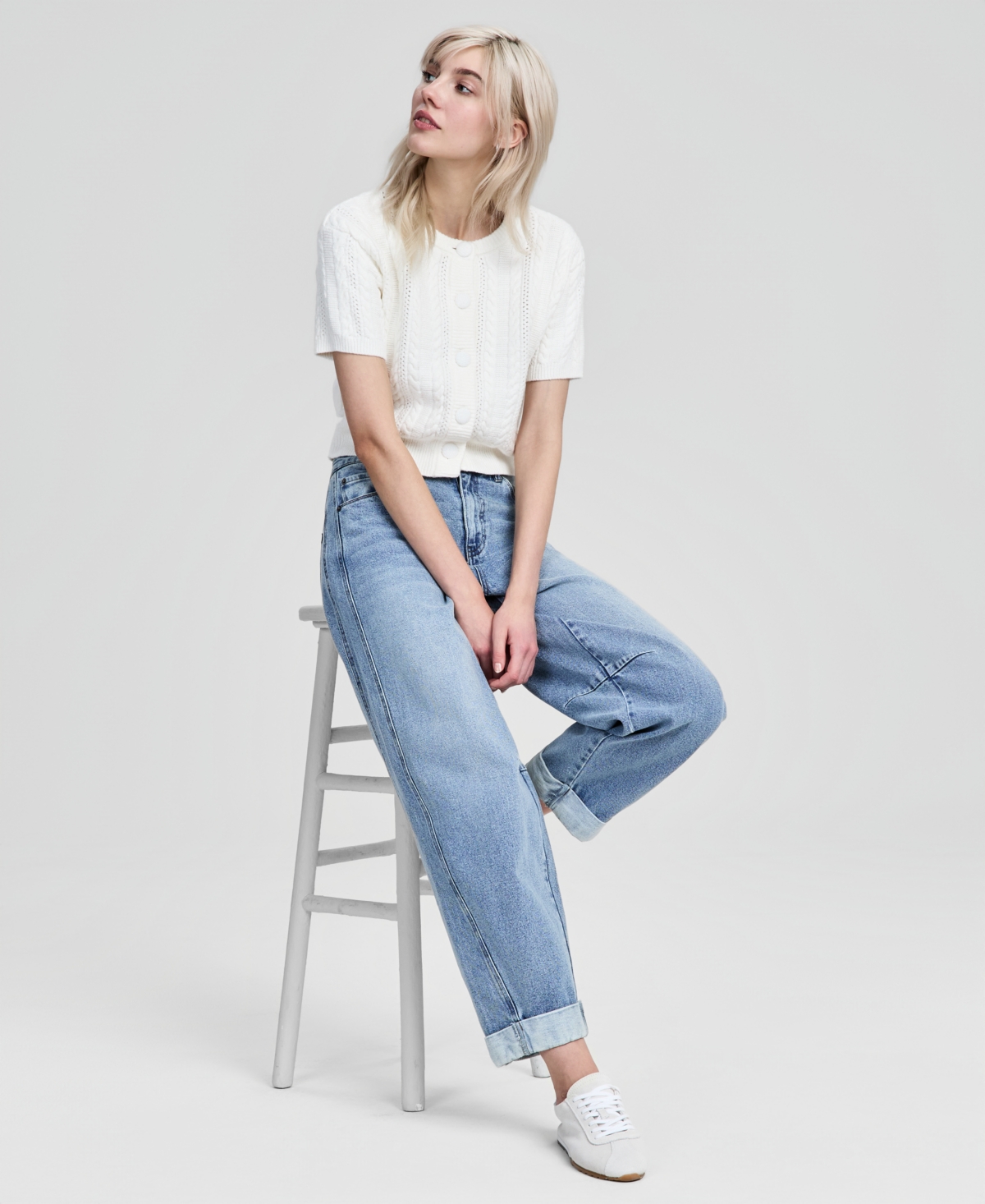 And Now This Women's Cable-Knit Short-Sleeve Cardigan, Macy's Exclusive