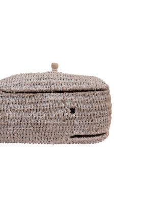 Whale Shaped Woven Bankuan Rope Box with Lid, Grey
