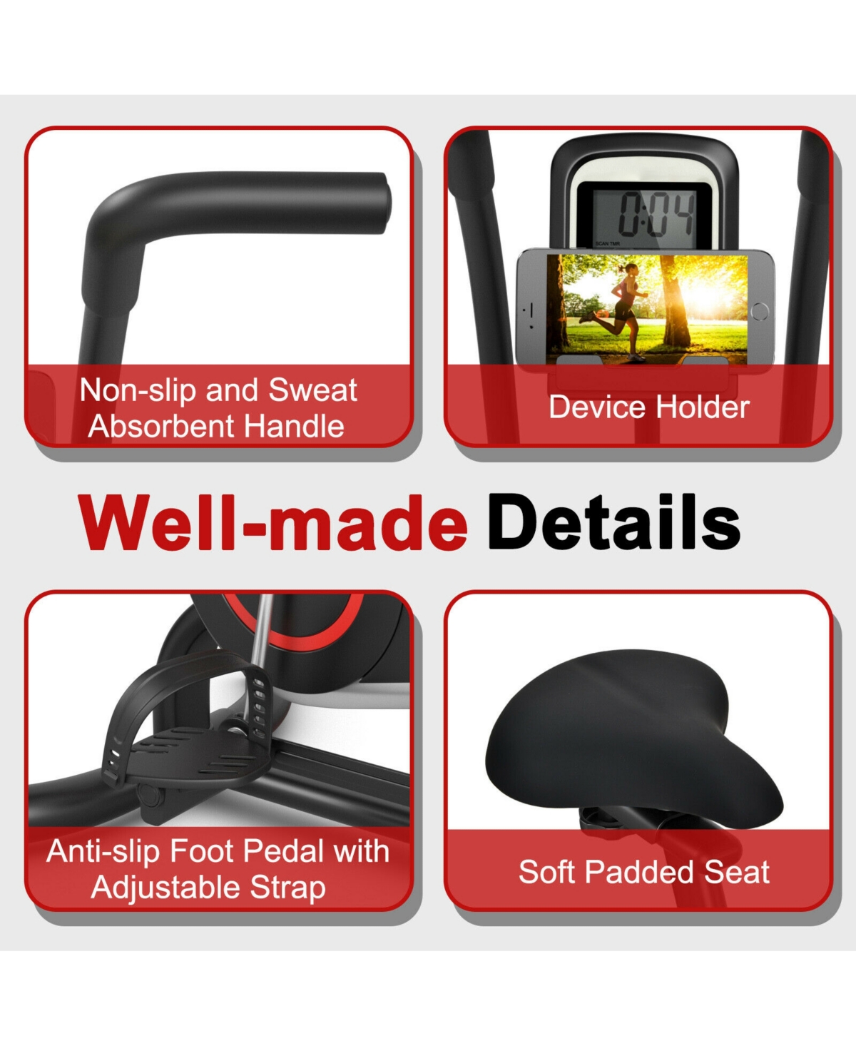 Skonyon Upright Air Bike with Unlimited Resistance