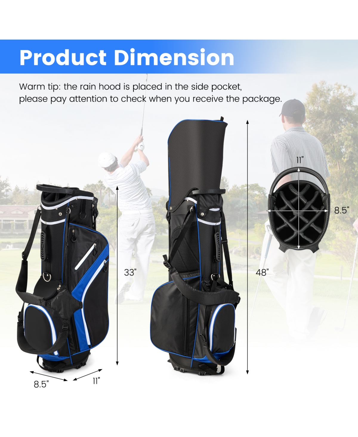 Skonyon Lightweight Golf Stand Bag with 14 Way Top Dividers and 6 Pockets