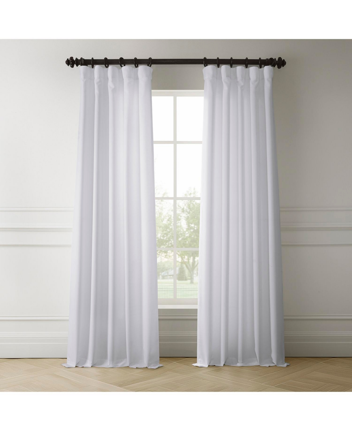 Half Price Drapes Dove White Italian Faux Linen Room Darkening Curtain
