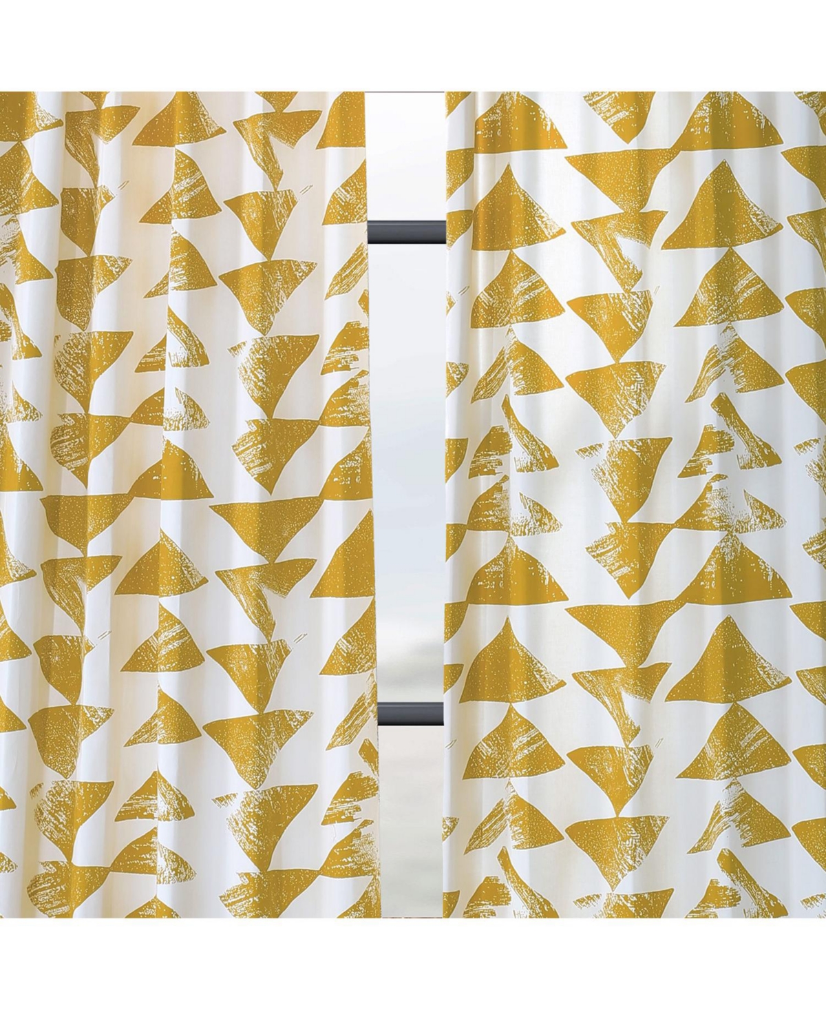 Half Price Drapes Triad Gold Geometric Printed Cotton Room Darkening Curtain