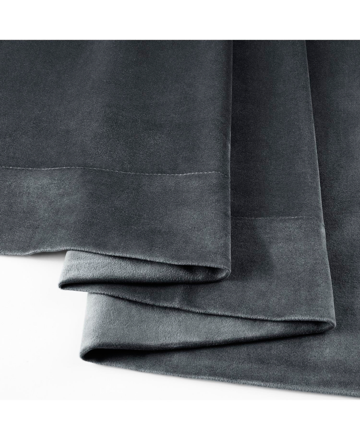 Half Price Drapes Distance Blue Grey Signature Velvet Blackout Curtain
