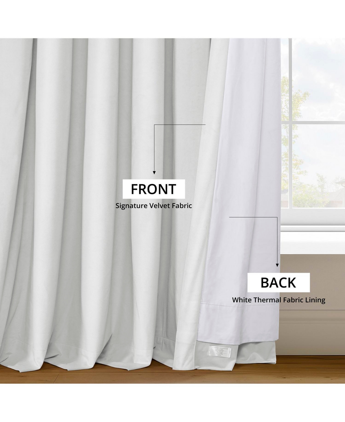 Half Price Drapes Primary White Signature Extra Wide Velvet Blackout Curtain
