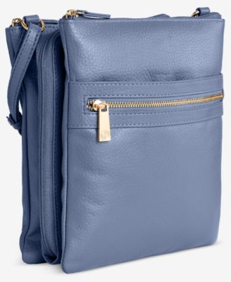 Triple-Zip Pebble Leather Dasher Crossbody, Created for Macy's