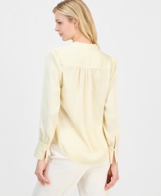 Women's Pleat-Front Long-Sleeve Blouse