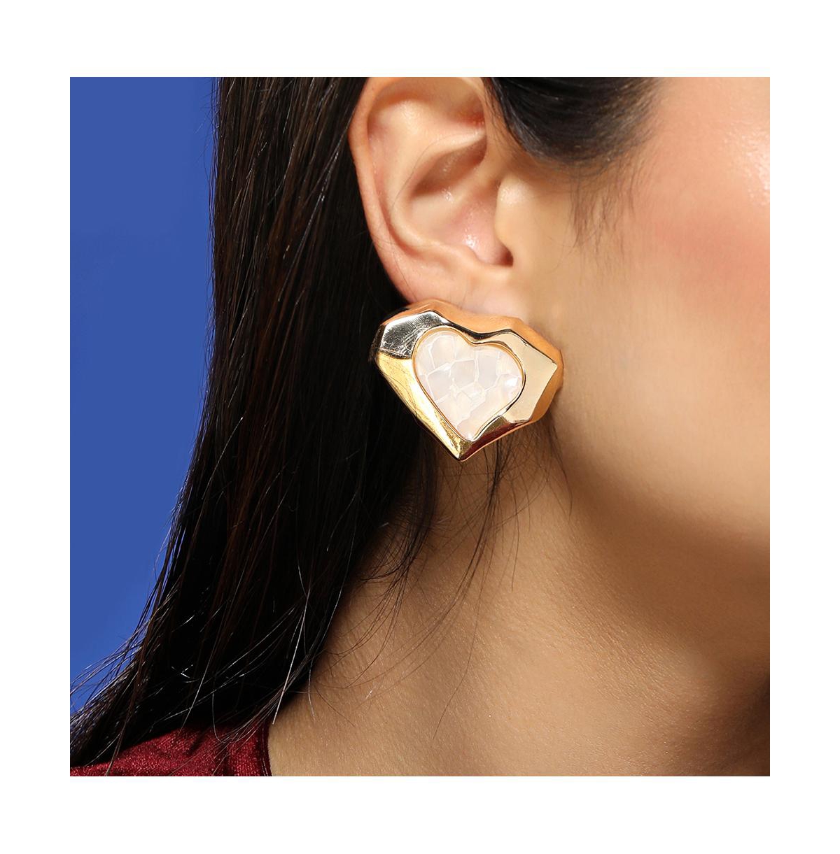 Women's The Coeur-Edge Stud Earrings - California Gold