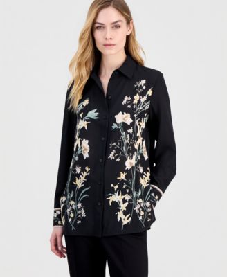 Women's Floral-Print Button-Front Blouse