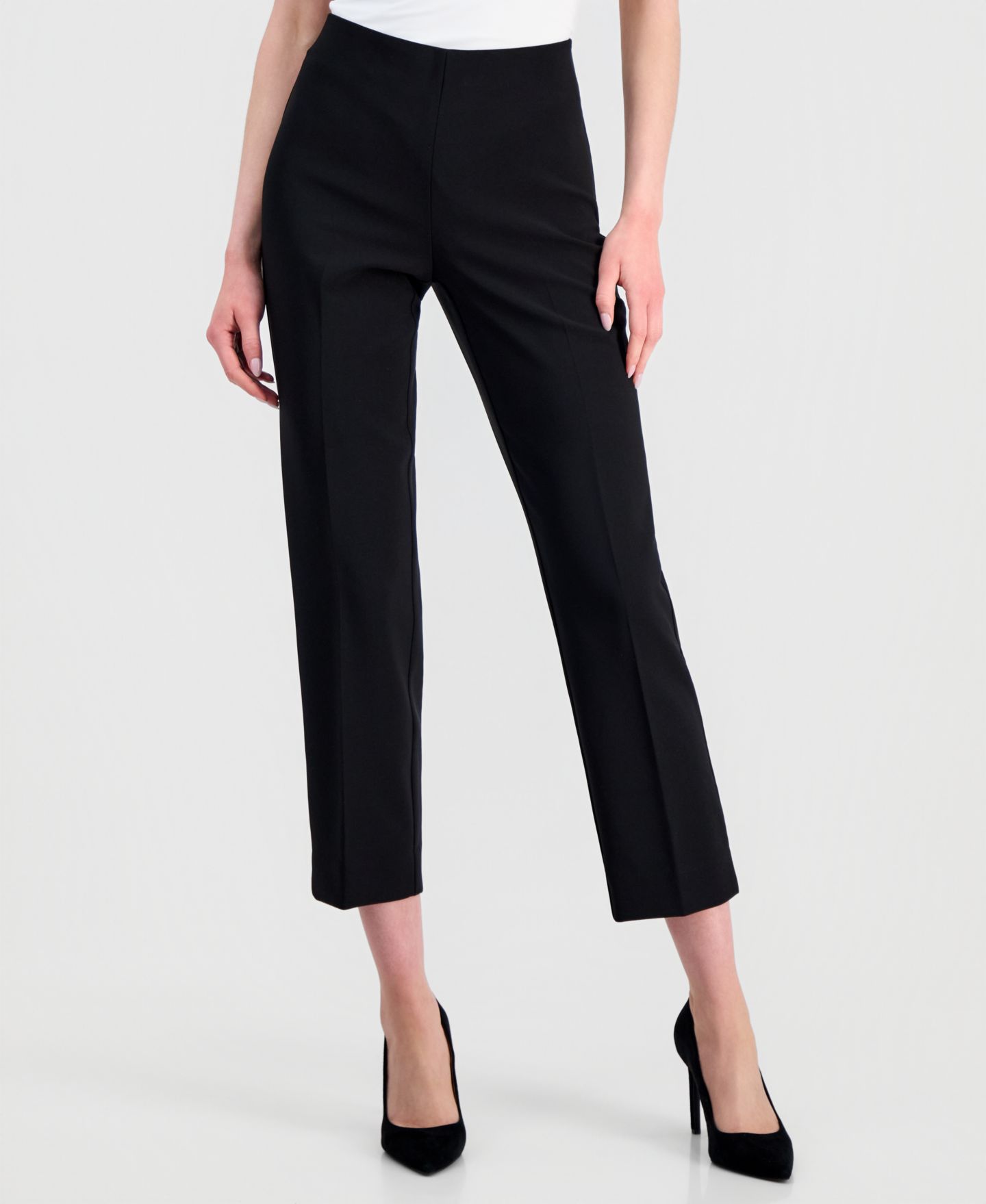 Женские брюки Anne Klein Hollywood-Waist Straight Ankle, цвет: Чёрный — фото 1