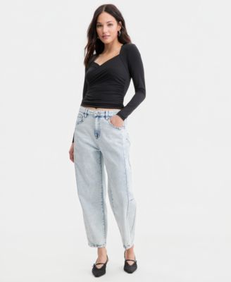 Women's Acid-Wash Barrel Jeans, Macy's Exclusive