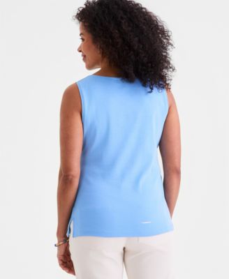 Women's Cotton Boat-Neck Sleeveless Top, Created for Macy's
