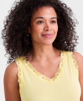 Women's Lace-Trim Cotton Tank Top