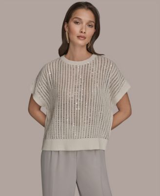 Donna Karan New York - Women's Short-Sleeve Crewneck Sweater