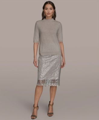 Women's Short-Sleeve Mock Neck Sweater