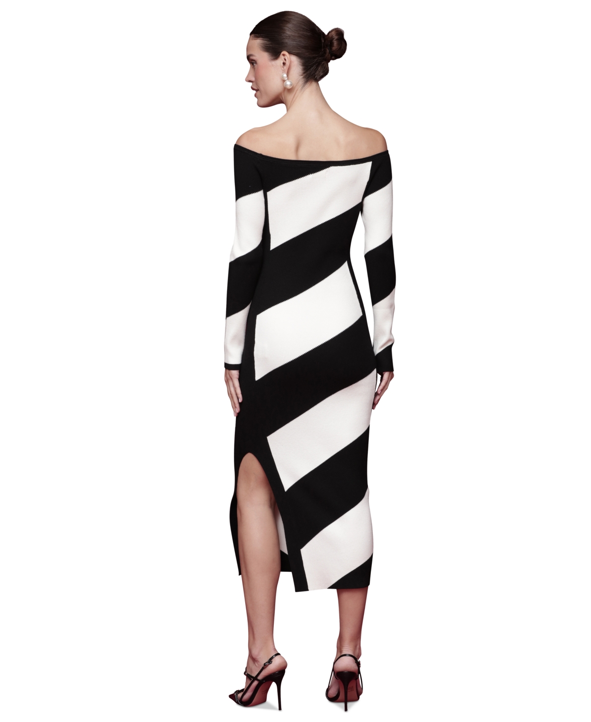 Avec Les Filles Women's Off-the-shoulder Midi Sweater Dress In Multi