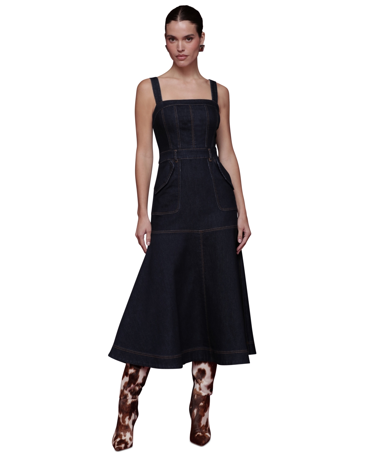 Avec Les Filles Women's Denim Midi Dress In Blue