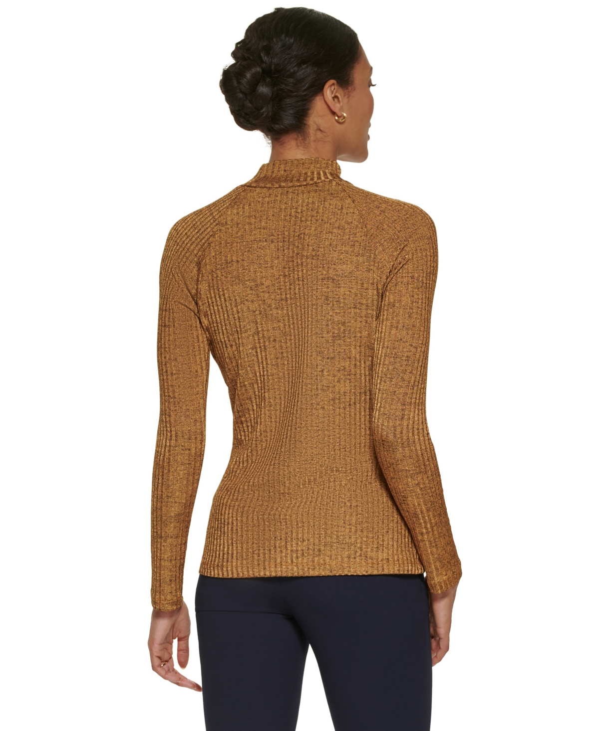 Dkny Petite Long-sleeve Tie Neck Blouse In Brown