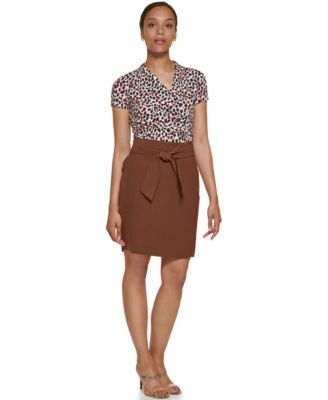 Petite Tie Front A-Line Skirt