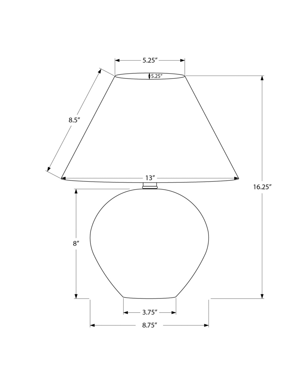 Monarch Specialties Lighting 16" Ceramic Table Lamp