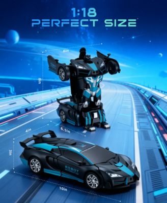 1:18 RC Transforming Robot Car with One-Click Deformation, 2.4GHz RC Car with LED Lights, 360° Rotation & Demo Mode