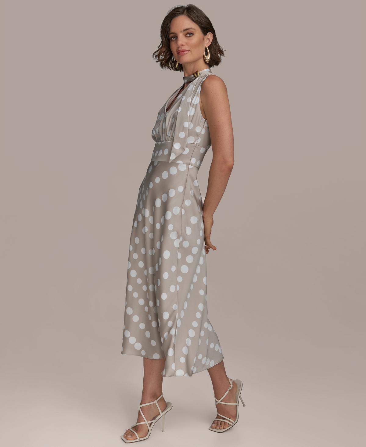 Donna Karan New York Petite Dot Print Midi Dress