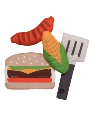 Interactive 2-n-1 Soft Toddler Hamburger/Barbeque Pillow Play Set