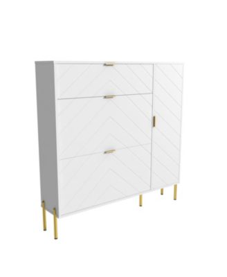 Shoe Cabinet Storage for Entryway, Modern Shoe Rack Cabinet with 3 Flip Drawers &amp; Side Cabinet