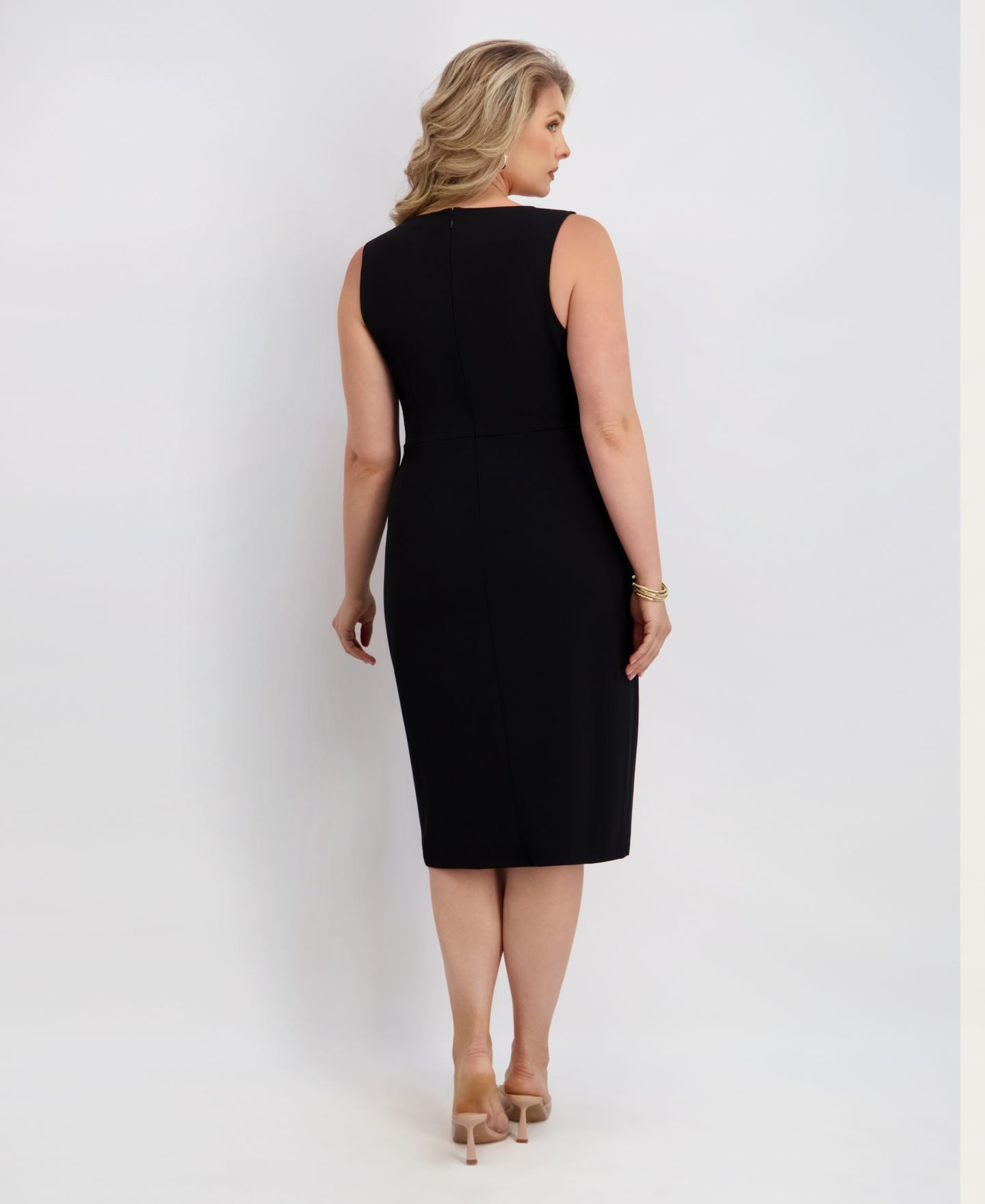 Женское платье Siena Plus Size Side-Knot Midi, цвет: Чёрный — фото 3