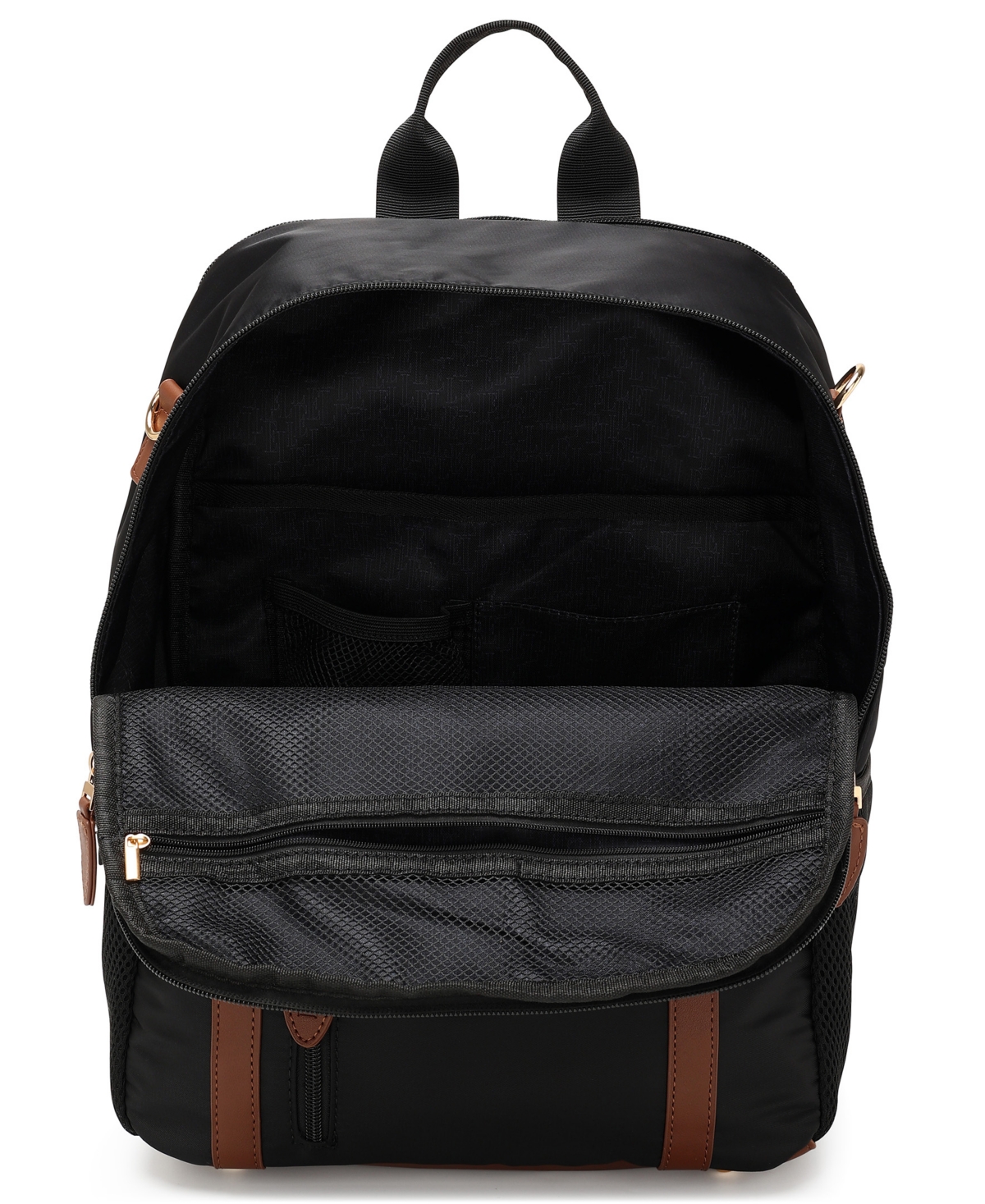 Elle Luxe Journey 18l Twill And Vegan Leather Backpack In Pattern