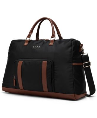 Luxe Journey 13" Twill and Faux Leather Weekender Duffel Bag
