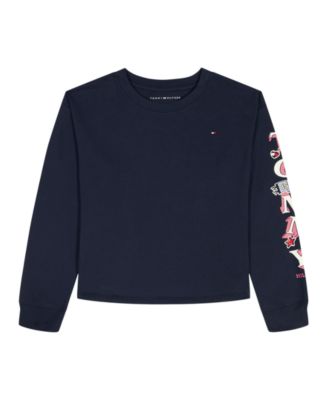 Tommy Hilfiger - Girls' 2T-6X Boxy Glitter Graphic Short-Sleeve T-Shirt