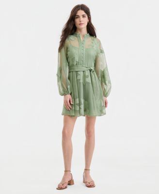 Juniors' Jacquard Mesh Lined Dress