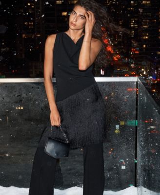 Women's Cowl Neck High-Low Tiered A-line Dress