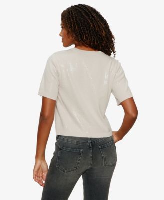 Women's Sparkle Sequin Short-Sleeve Sweater