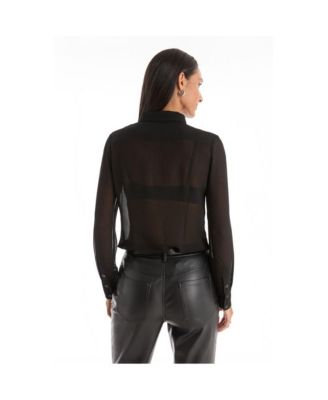 Women's Georgia Semi-Sheer Blouse - Burgundy